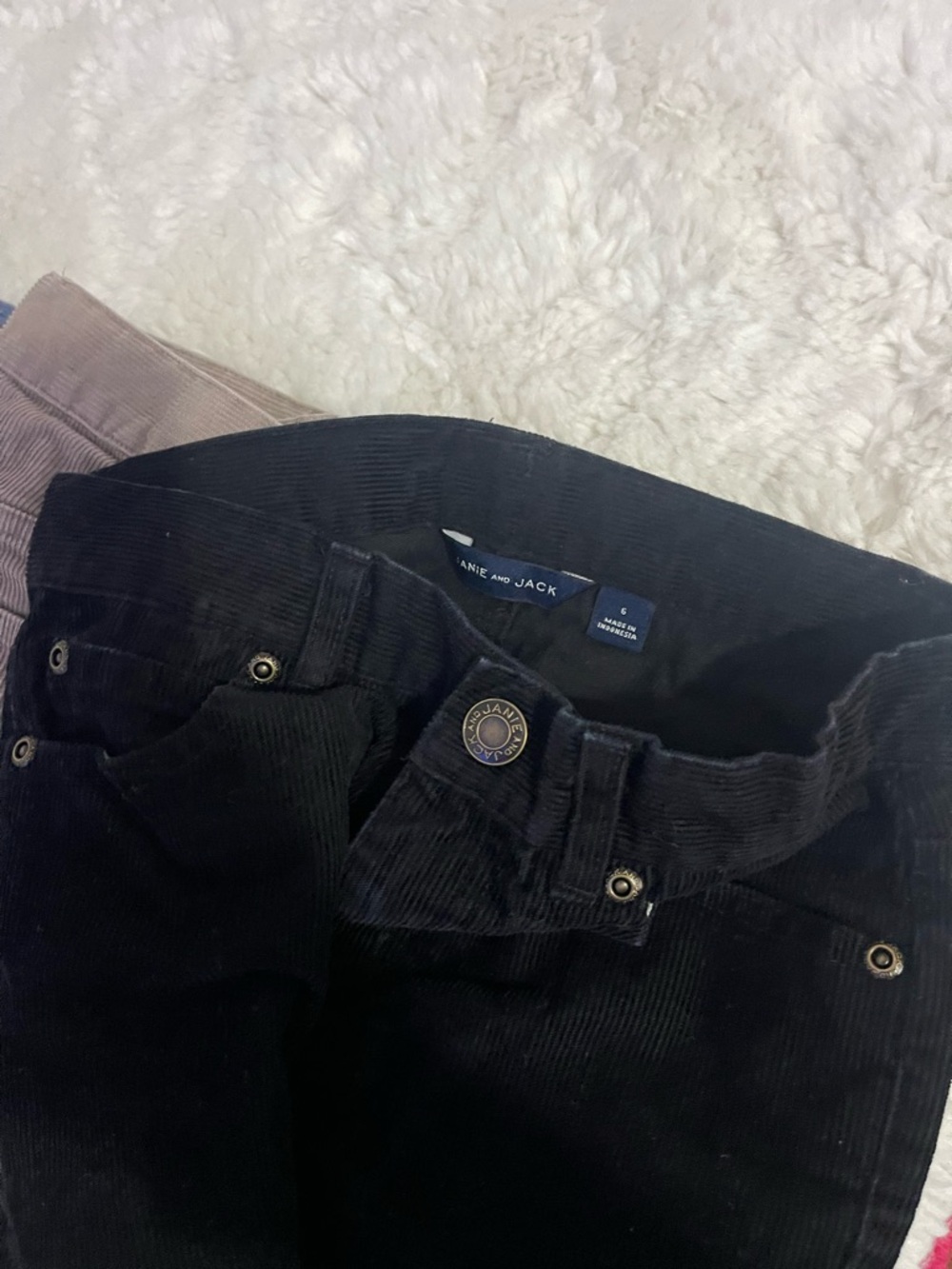 Janie and Jack Corduroy Pants Trio in Blue, Taupe, and Black - Picture 6 of 9
